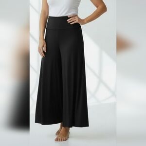 Max Studio Black Wide Leg Crop Pants Size M Pull-On Minimalist Chic Y2K 5709L07M